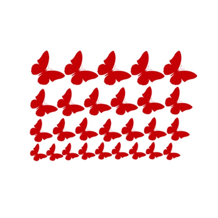 Sticker decorativ Multi Fluturi Rosu - 80x52 cm - BeeStick