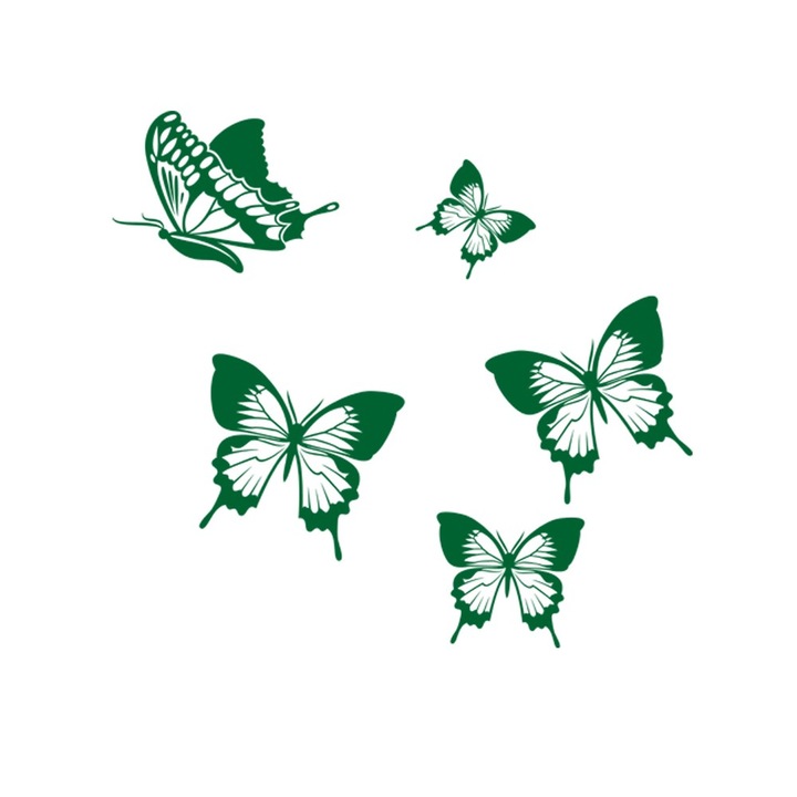 Sticker decorativ Fluturi Verde Inchis - 50x46 cm - BeeStick