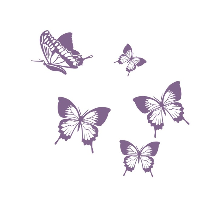 Sticker decorativ Fluturi Violet Lavanda - 79x74 cm - BeeStick