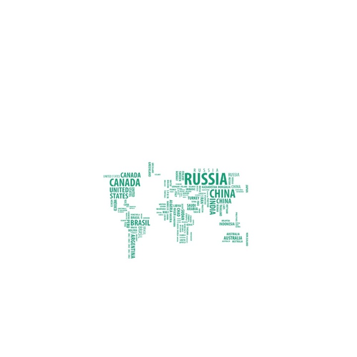 Sticker decorativ Harta lumii speciala Turquoise - 165x110 cm - BeeStick