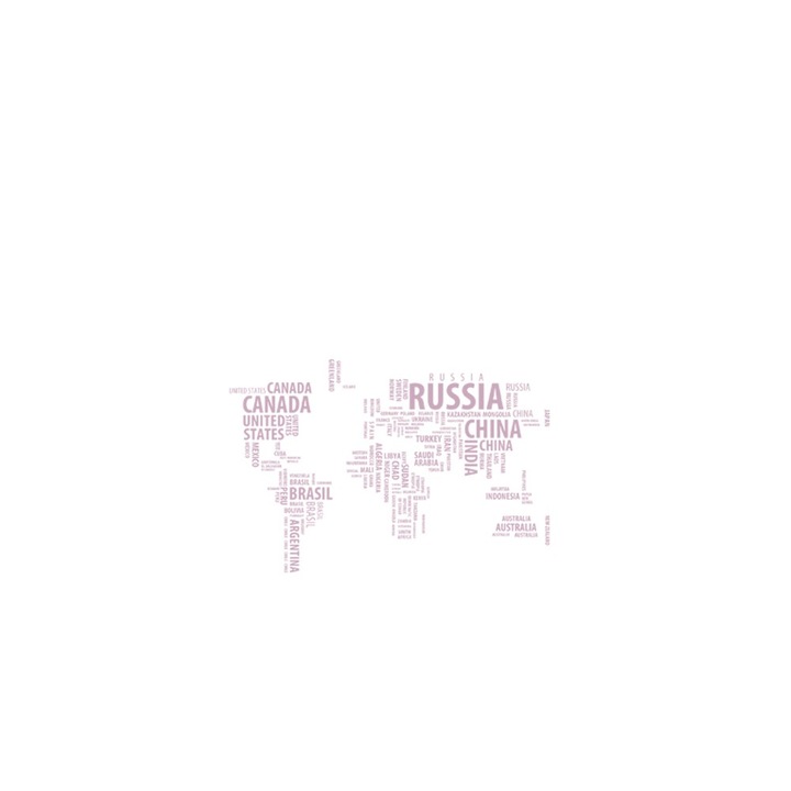 Sticker decorativ Harta lumii speciala Violet Deschis - 225x150 cm - BeeStick