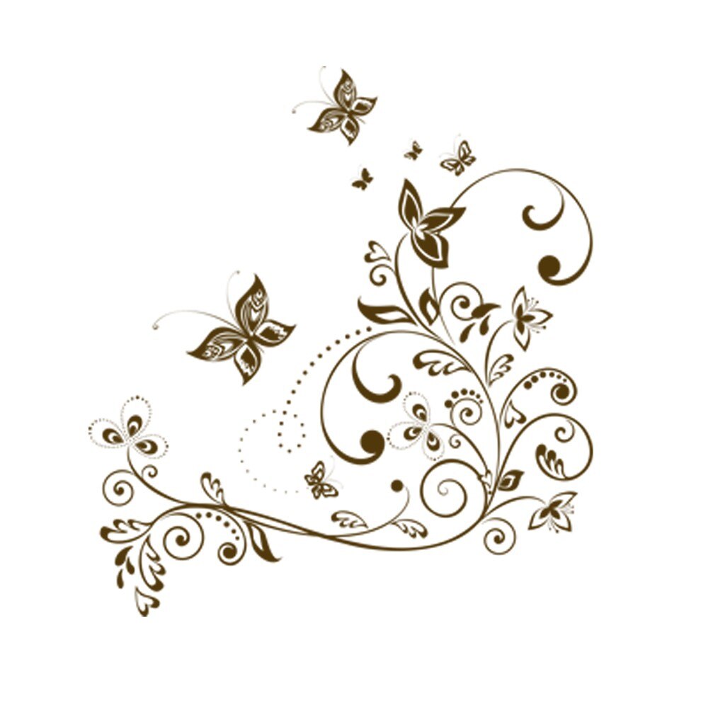 Sticker decorativ Natura si Fluturi Maro Inchis - 103x113 cm - BeeStick