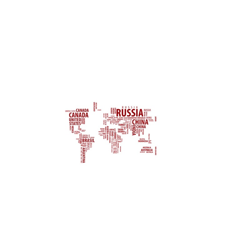 Sticker decorativ Harta lumii speciala Rosu Grena - 178x119 cm - BeeStick