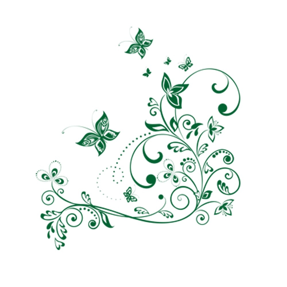 Sticker decorativ Natura si Fluturi Verde Inchis - 103x113 cm - BeeStick