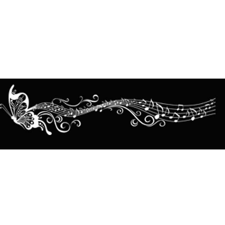 Sticker decorativ Fluture Muzical Alb - 150x37 cm - BeeStick