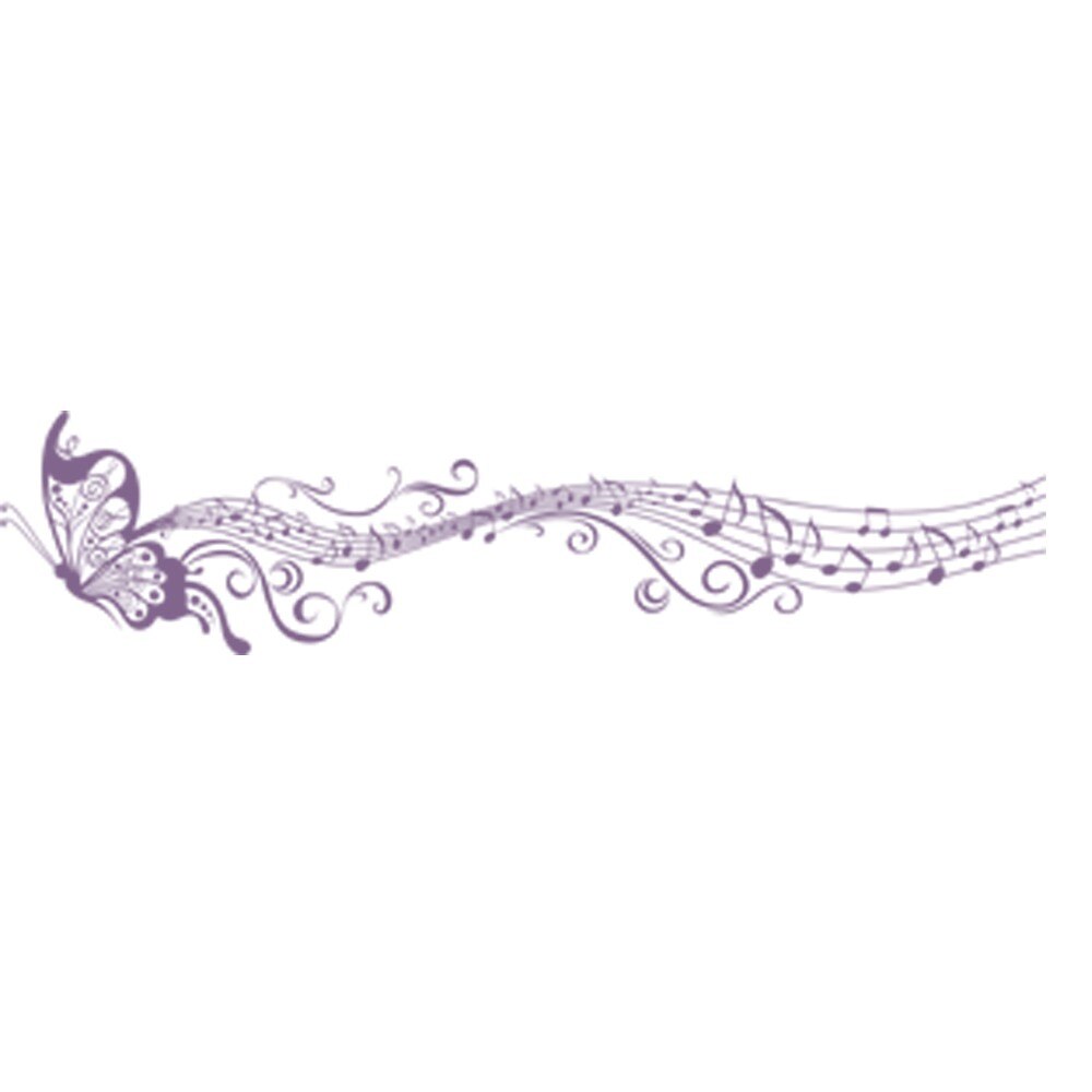 Sticker decorativ Fluture Muzical Violet Lavanda - 150x37 cm - BeeStick