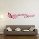 Sticker decorativ Fluture Muzical Roz Ciclam - 200x49 cm - BeeStick