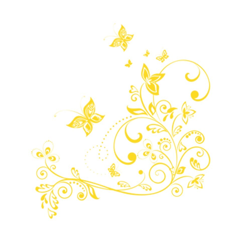 Sticker decorativ Natura si Fluturi Galben - 103x113 cm - BeeStick