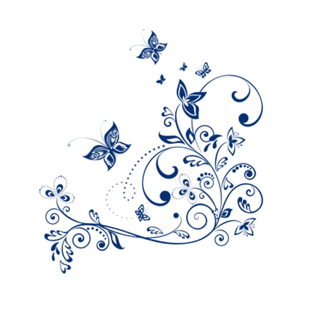 Sticker decorativ Natura si Fluturi Kink Blue - 91x100 cm - BeeStick