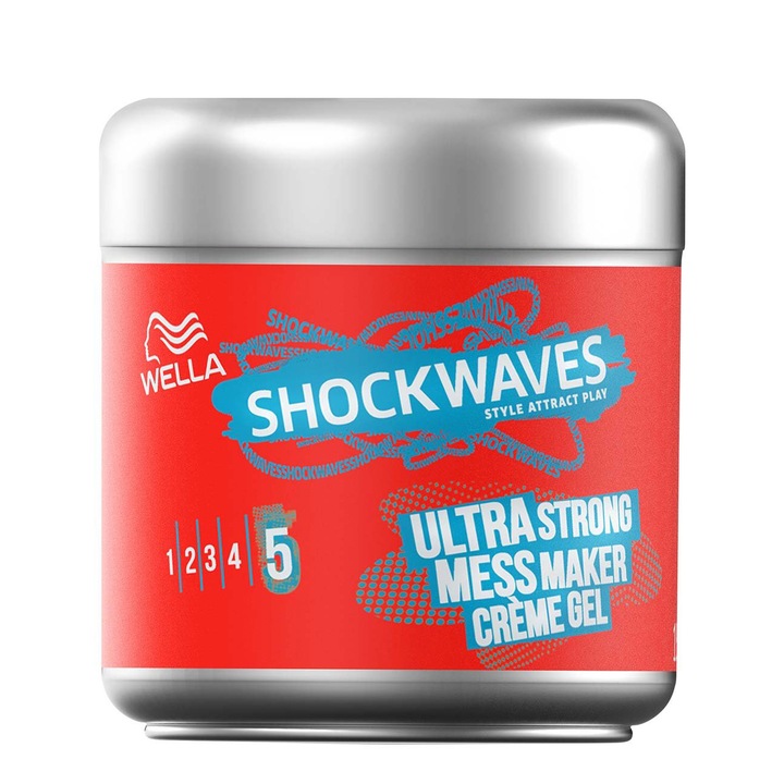 Gel de par Wella Shockwaves Ultra Strong Mess Maker pentru fixare foarte puternica, 150 ml