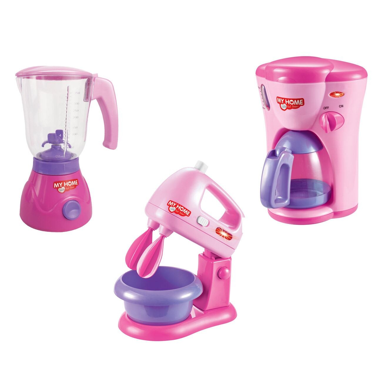 Set de joaca pentru copii S-Toys cu cafetiera, blender si mixer, sunete, roz