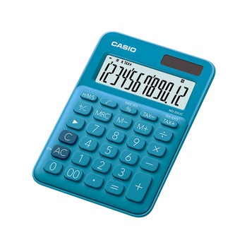 Calculator de birou Casio MS-20UC, 12 digits, albastru Calculator de birou Casio MS-20UC, 12 digits, albastru