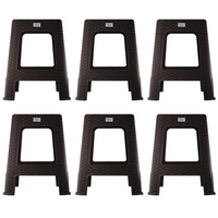Pachet 6 bucati - Scaun din plastic, Model Ratan, Pentru gradina, casa, Maro