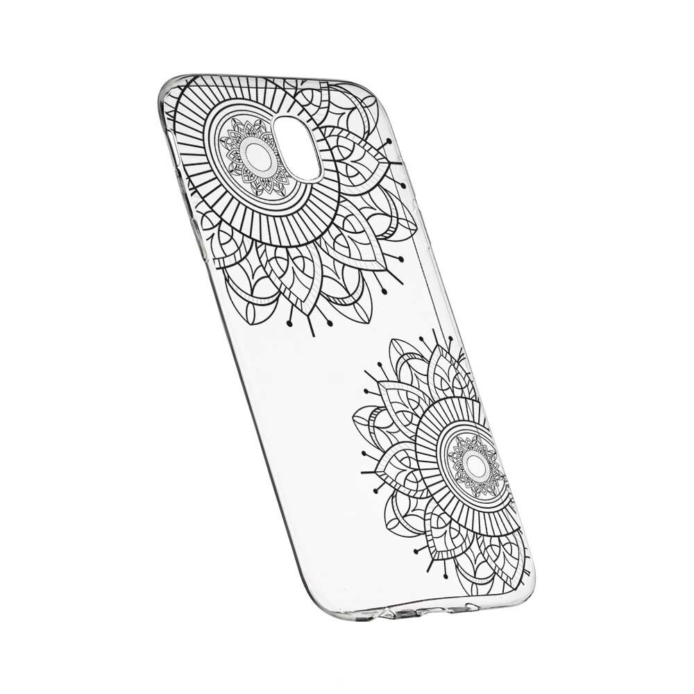 Husa Silicon, Transparent, Slim, Black Flower, 117, Motorola MOTO G5