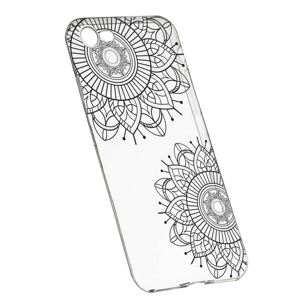 Husa Silicon, Transparent, Slim, Black Flower, 117, Apple iPhone 6 / 6S