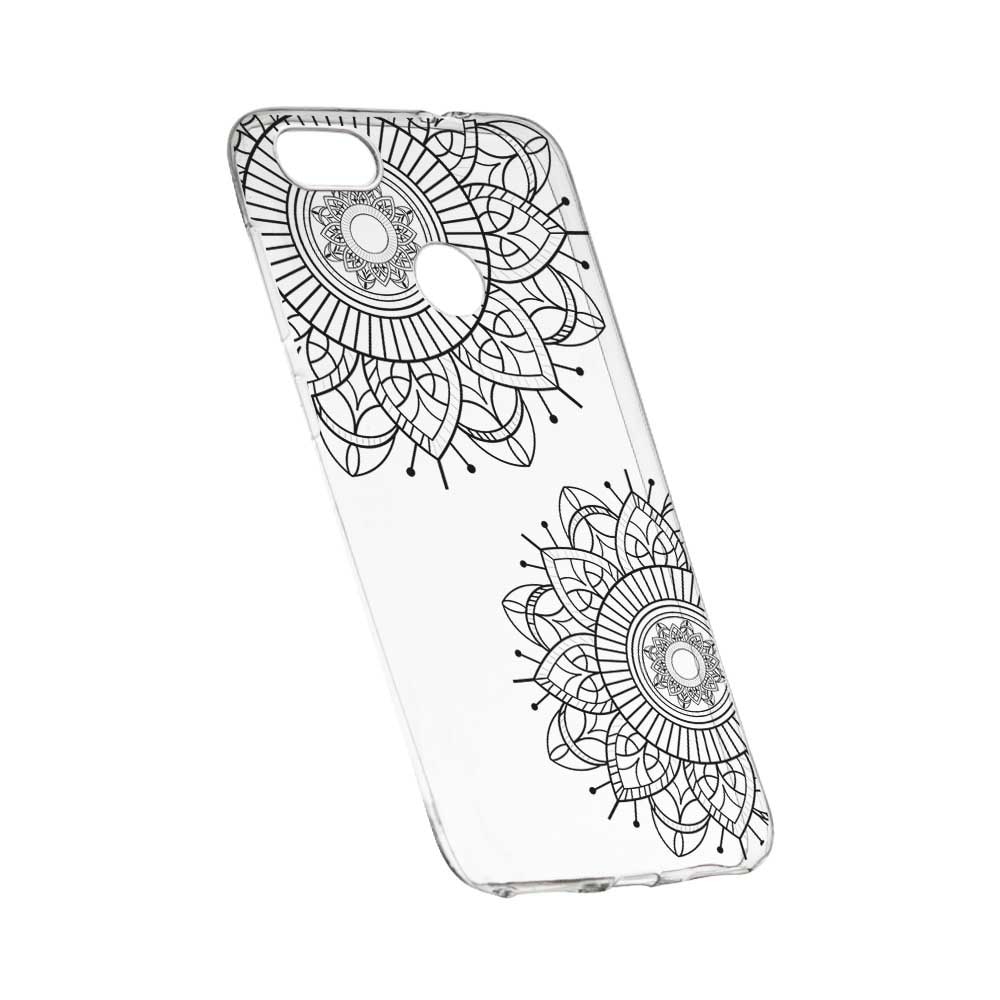 Husa Silicon, Transparent, Slim, Black Flower, 117, Huawei Y6 Prime 2018