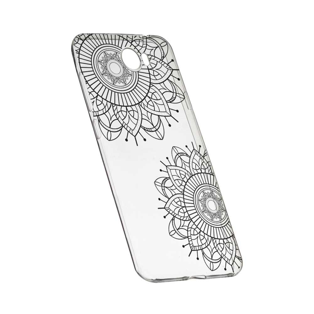 Husa Silicon, Transparent, Slim, Black Flower, 117, Huawei Y7 / Enjoy 7 Plus / Nova Lite Plus 2017