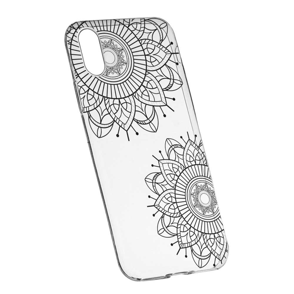 Husa Silicon, Transparent, Slim, Black Flower, 117, Sony XA1 Plus