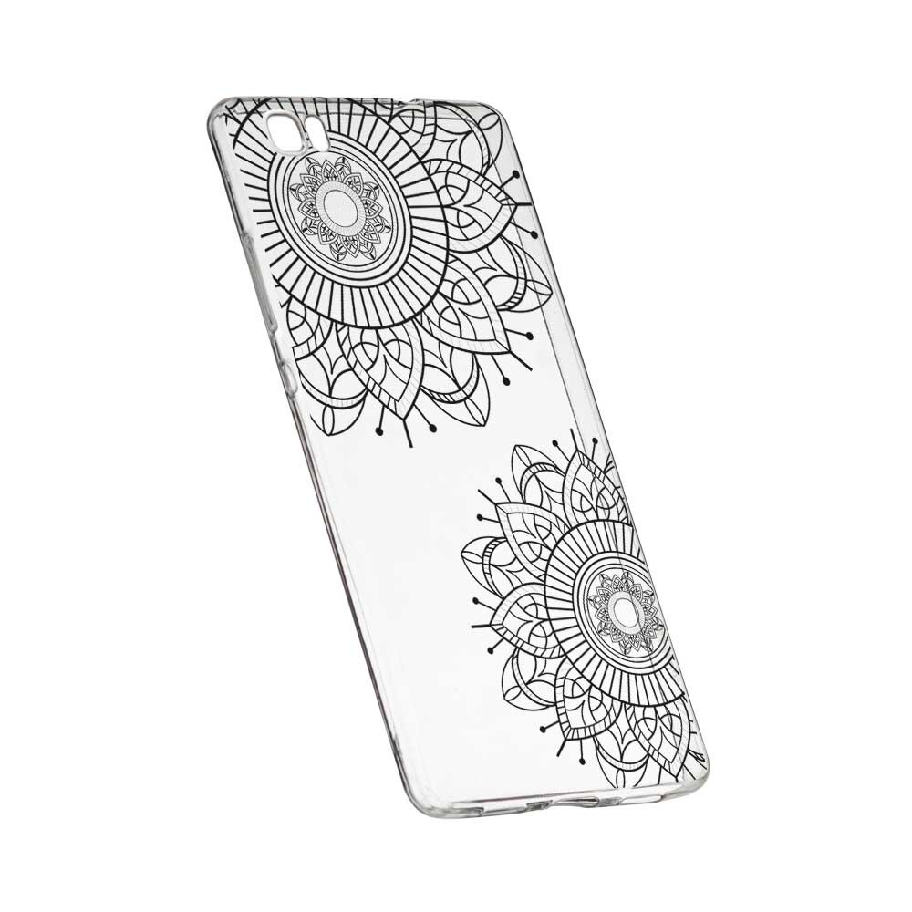 Husa Silicon, Transparent, Slim, Black Flower, 117, Sony XA