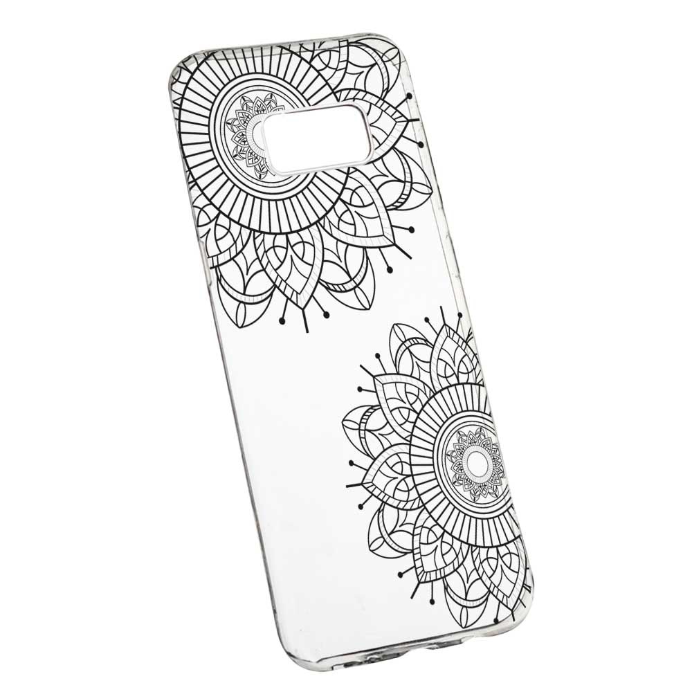 Husa Silicon, Transparent, Slim, Black Flower, 117, Samsung Galaxy S8