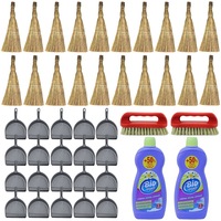 pachet - 20 x faras gri din plastic cu margine de cauciuc  20 x matura mica de paie pentru gospodarie  2 x biocarpet solutie pentru covoare 750ml  2 x perie de covoare cu maner din plastic imagen 2_0_
0