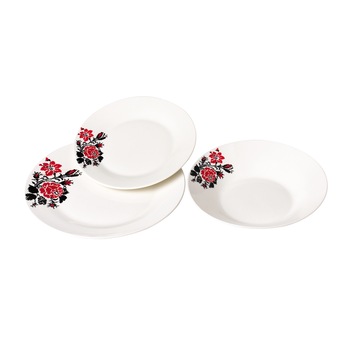 Serviciu de masa Vanora, Portelan, model traditional din Moldova, 18 piese Serviciu de masa Vanora, Portelan, model traditional din Moldova, 18 piese