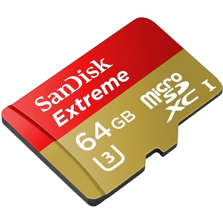 SanDisk Extreme microSDXC memóriakártya, 64GB, UHS-I U3, Class 10 + Adapter