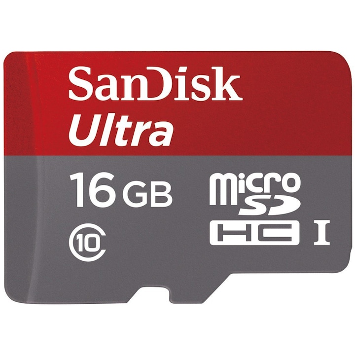 Card de memorie SanDisk Ultra MicroSDHC, 16GB, UHS-I, Class 10 + Adaptor
