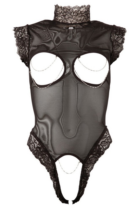 Fina Open Body, gallér, nyitott mellrész, állítható lánc, poliamid/elasztán, Fekete