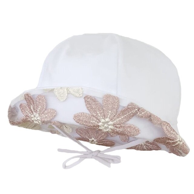 Palarie botez Mic Pitic PL40NN cu tul brodat, alb, 40 cm