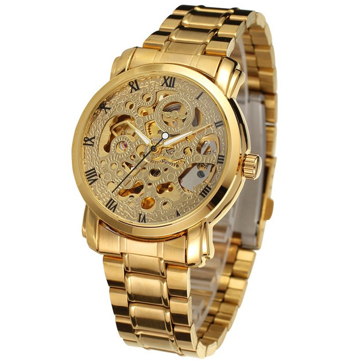 Мъжки часовник Winner Gold, Неръждаема стомана, Включена подаръчна кутия