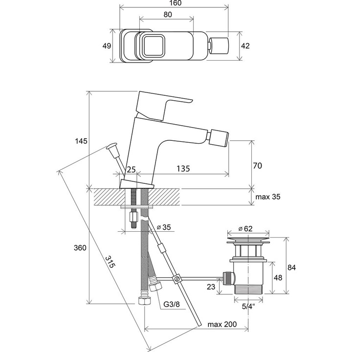 Смесител за биде стоящ, Ravak, 10°