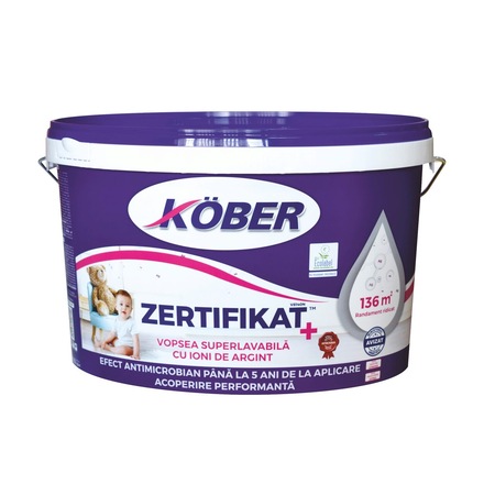 Vopsea lavabila KOBER Zertifikat Plus de interior alba 8.5 L