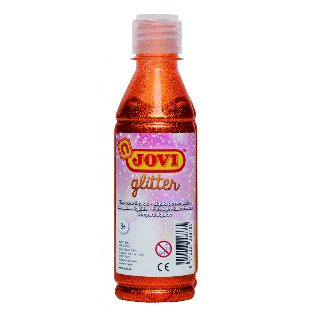 Tempera lichida cu sclipici portocalie 250 ml/sticla Jovi