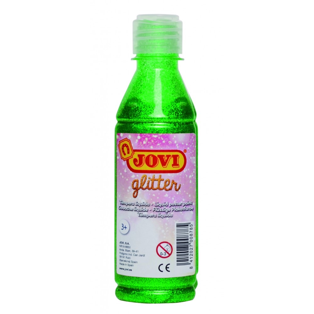 Tempera lichida cu sclipici verde 250 ml/sticla Jovi