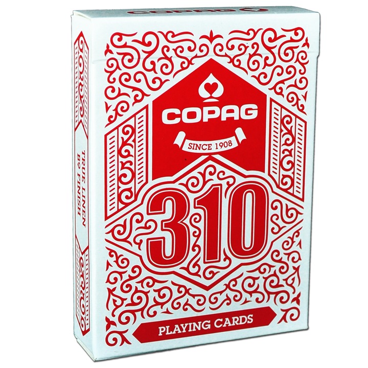 Carti de joc Copag 310 regular, extrafinisate, culoare spate rosu, recomandate pentru jucatori, mentalisti si magicieni
