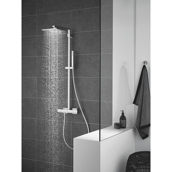 Sistem de dus cu termostat Grohe Euphoria Cube 230 XXL, montare aparenta, proiectie 400 mm, ajustabil, para dus inclusa, 2 functii, anti-calcar, crom Sistem de dus cu termostat Grohe Euphoria Cube 230 XXL, montare aparenta, proiectie 400 mm, ajustabil, para dus inclusa, 2 functii, anti-calcar, crom