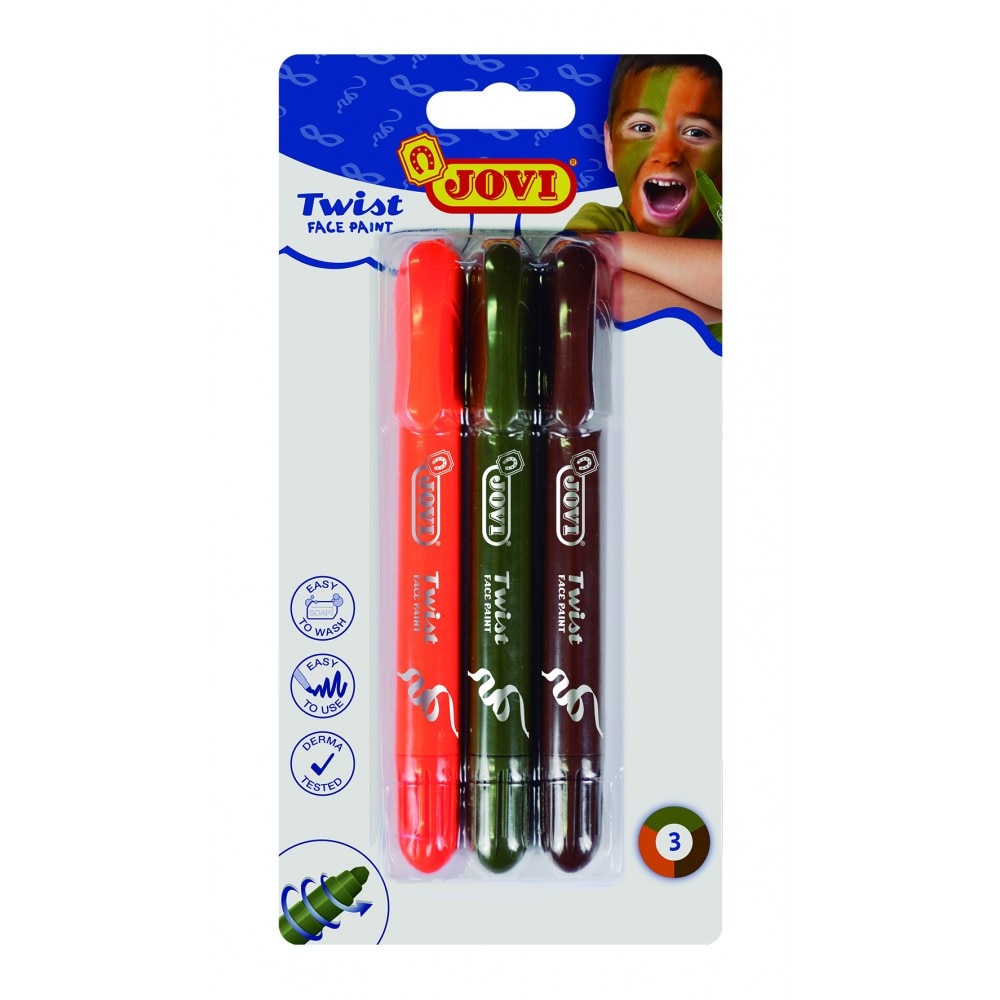 Creion stick de pictat pe fata 3 culori/blister Jovi Twist Face Paint