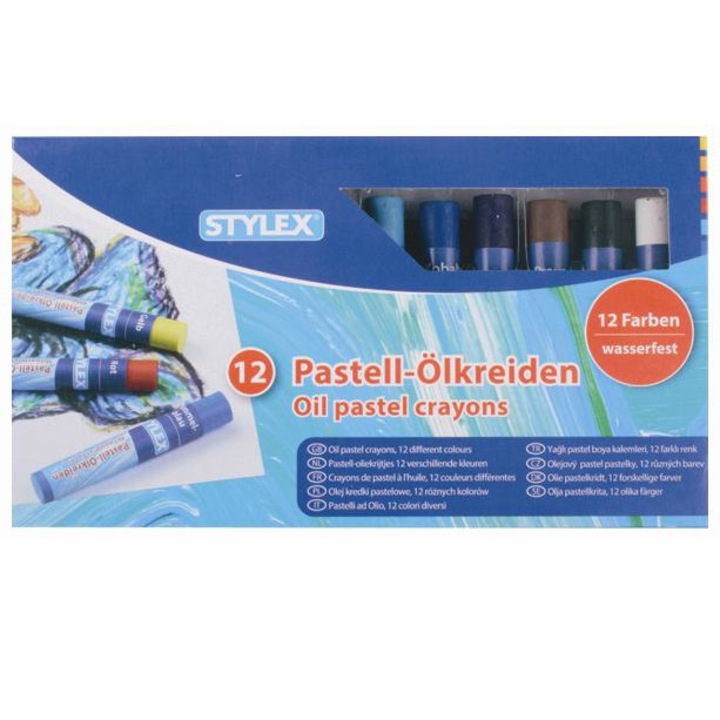 Set creioane colorate pastel Stylex pe baza de ulei -12 culori