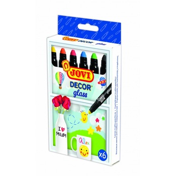 Marker cerat pentru sticla 6 culori/cutie Jovi Marker cerat pentru sticla 6 culori/cutie Jovi