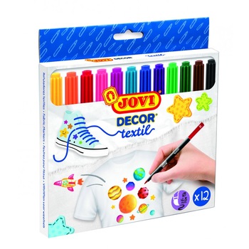 Marker pentru textile 12 culori/cutie Jovi Marker pentru textile 12 culori/cutie Jovi