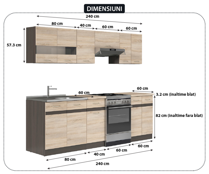 Set Bucatarie Kring Yasmine 240x195 5x60 Cm Stejar Sonoma Emag Ro