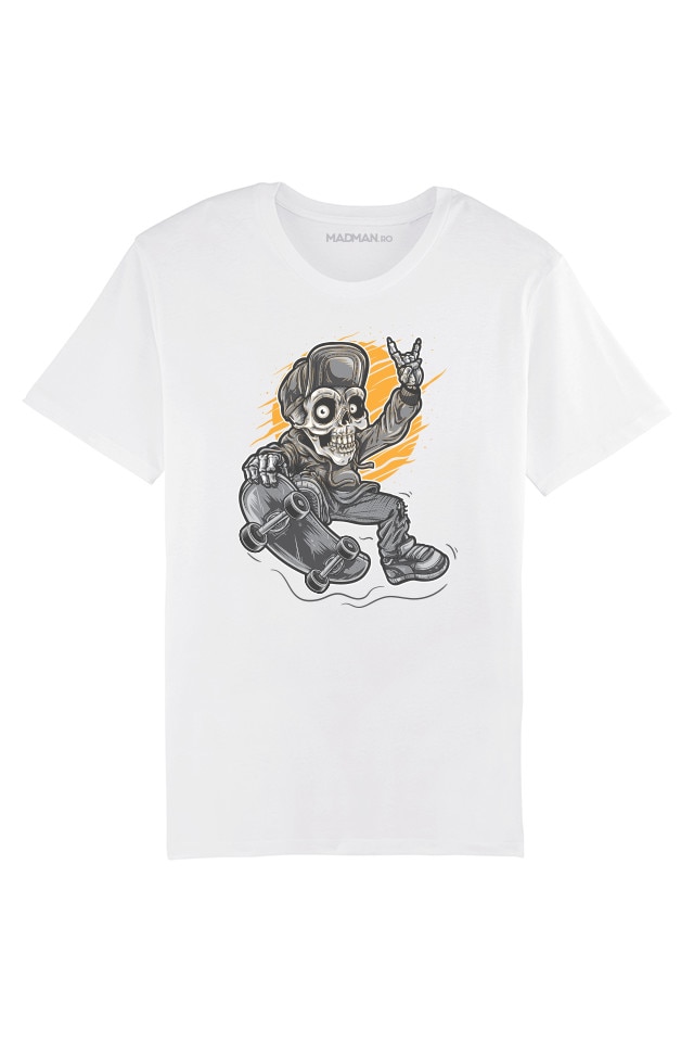 Tricou MADMAN, Skull Skating, barbati, alb, Alb