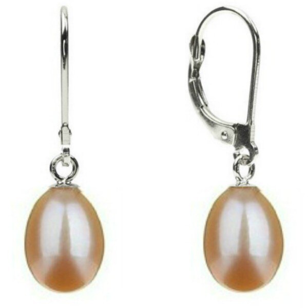 Cercei Teardrops Crem cu Tortita de Aur Alb de 14k