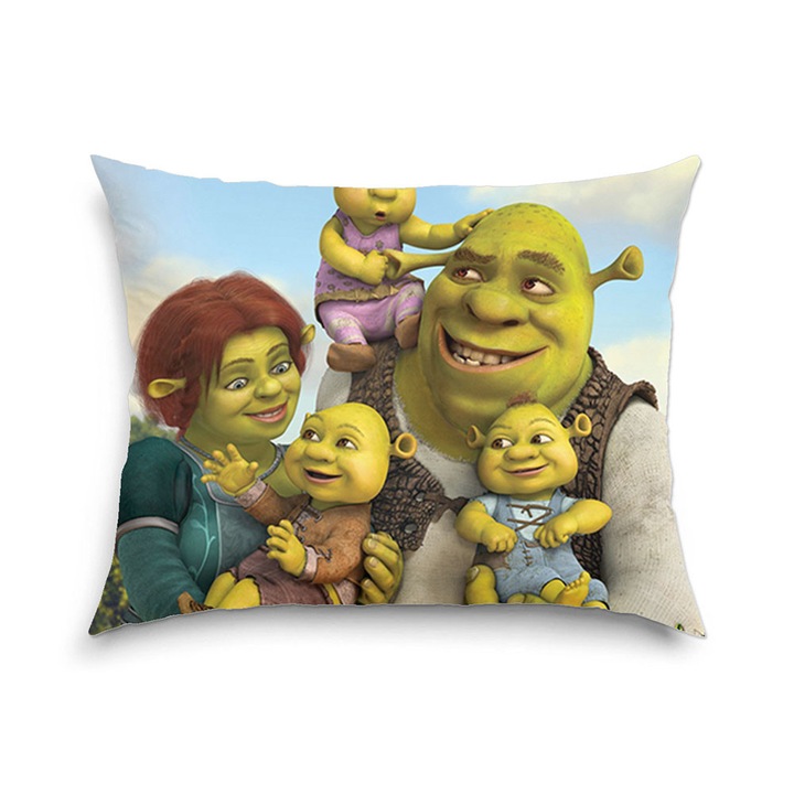 Perna decorativa Animatie pentru copii Shrek, Fiona si copiii 40 x 60 cm