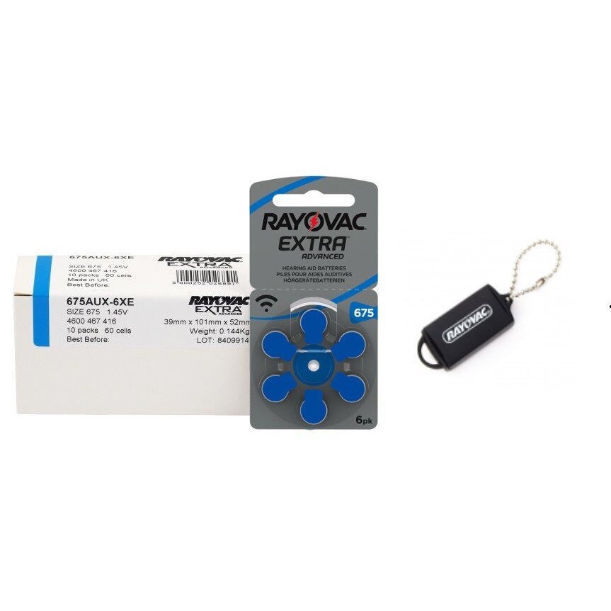 Baterii pentru proteze auditive RAYOVAC 675 Zinc Aer 10 blistere/60 baterii+Breloc Rayovac cadou la fiecare comanda