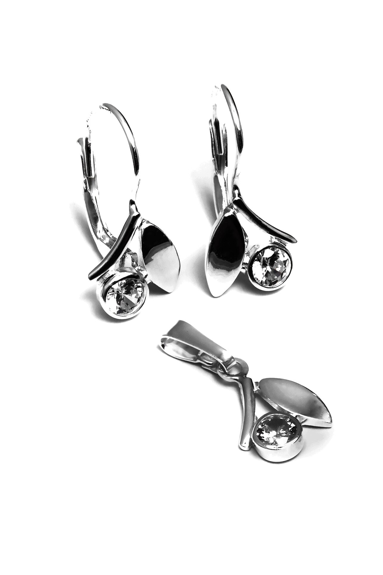 Set din argint 925,Eurosilver,cu zirconiu de 5mm,alb