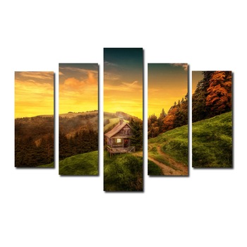 Tablou Mountain house, 5 Piese, 90 x 150 cm Tablou Mountain house, 5 Piese, 90 x 150 cm
