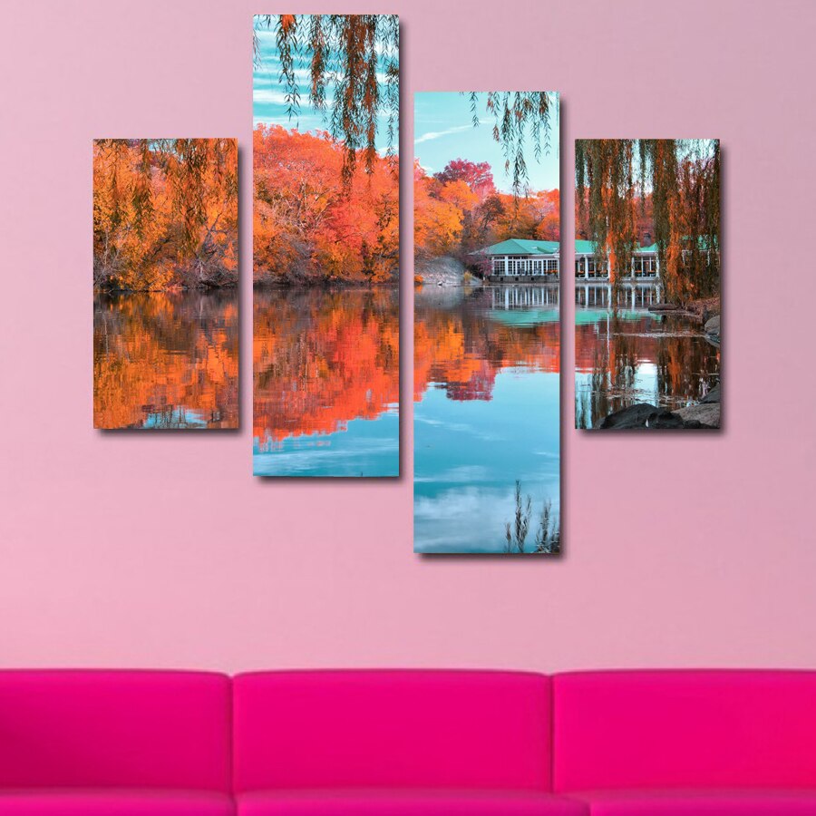 Tablou lake house, 4 Piese, 90 x 120cm