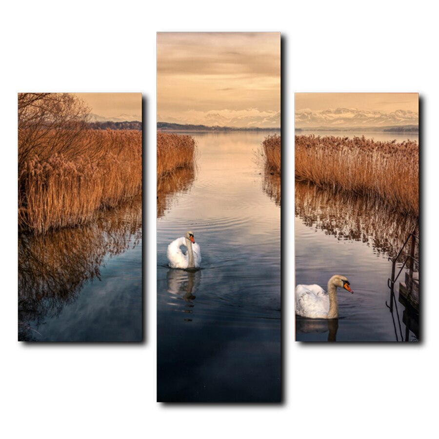 Tablou Canvas Birds Lake, Set 3 Piese, 80 x 90 cm